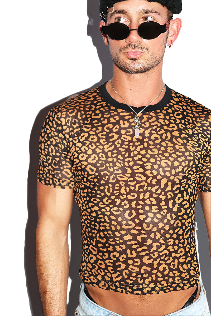 Leopard Fitted Baby Tee- Black
