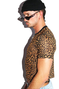 Leopard Fitted Baby Tee- Black