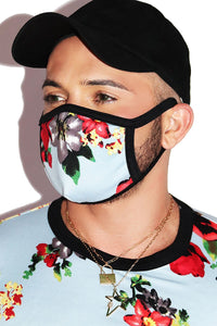 Bouquet Of Flowers Face Mask- Blue