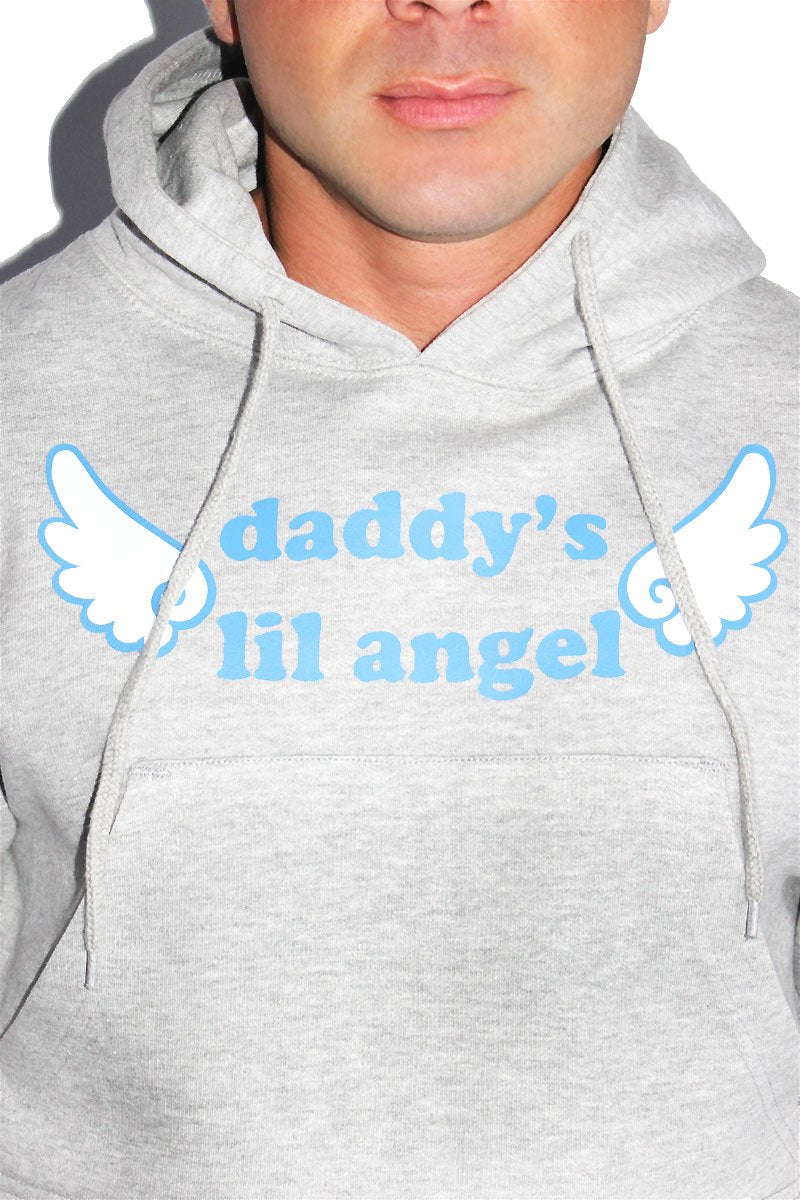 Daddy's Lil Angel Crop Hoodie-Grey
