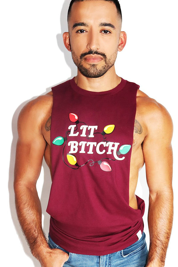 Lit Bitch Low Arm Shredder Tank in Burgundy, view 2