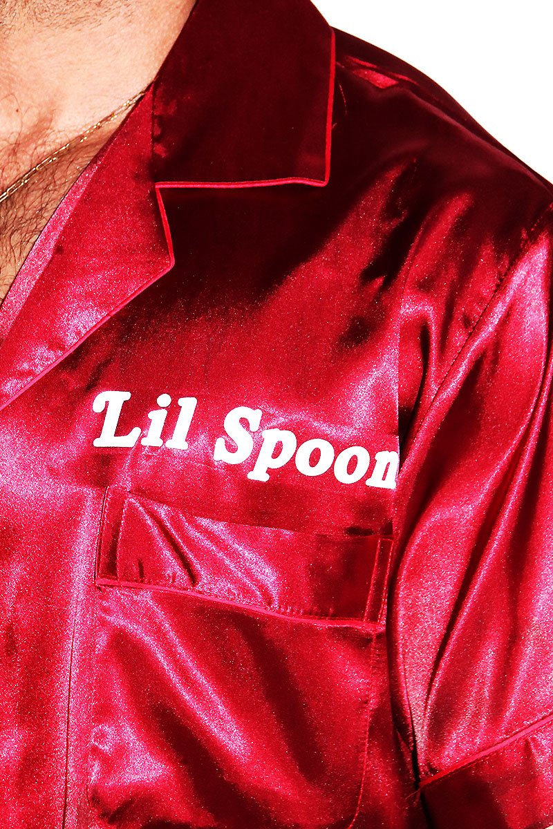 Lil Spoon Pajama Satin Crop Shirt- Burgundy