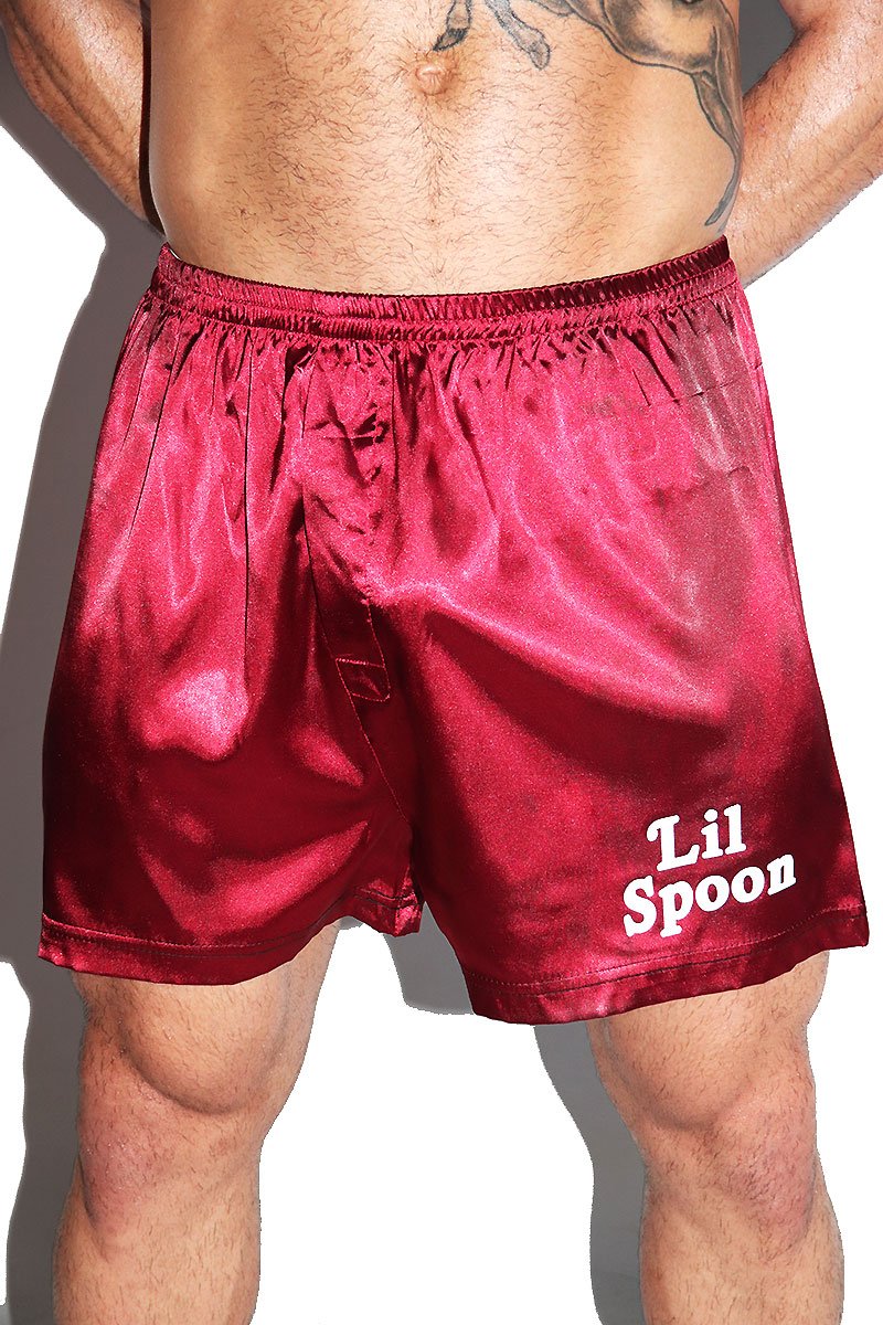 Lil Spoon Satin Lounge Shorts-Burgundy