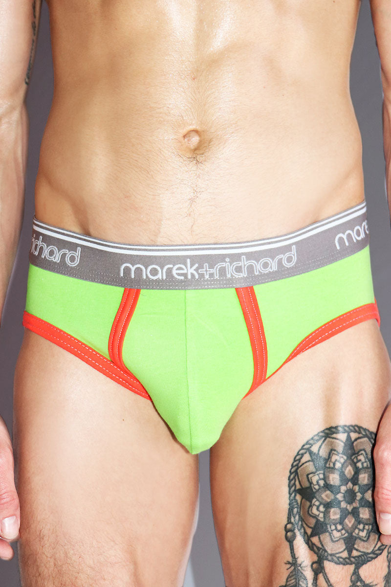 Monster Face Open Back Brief- Lime