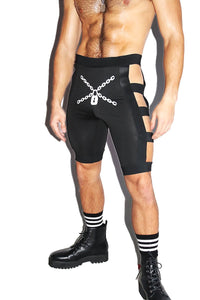 Locked Up Cutout Biker Shorts- Black