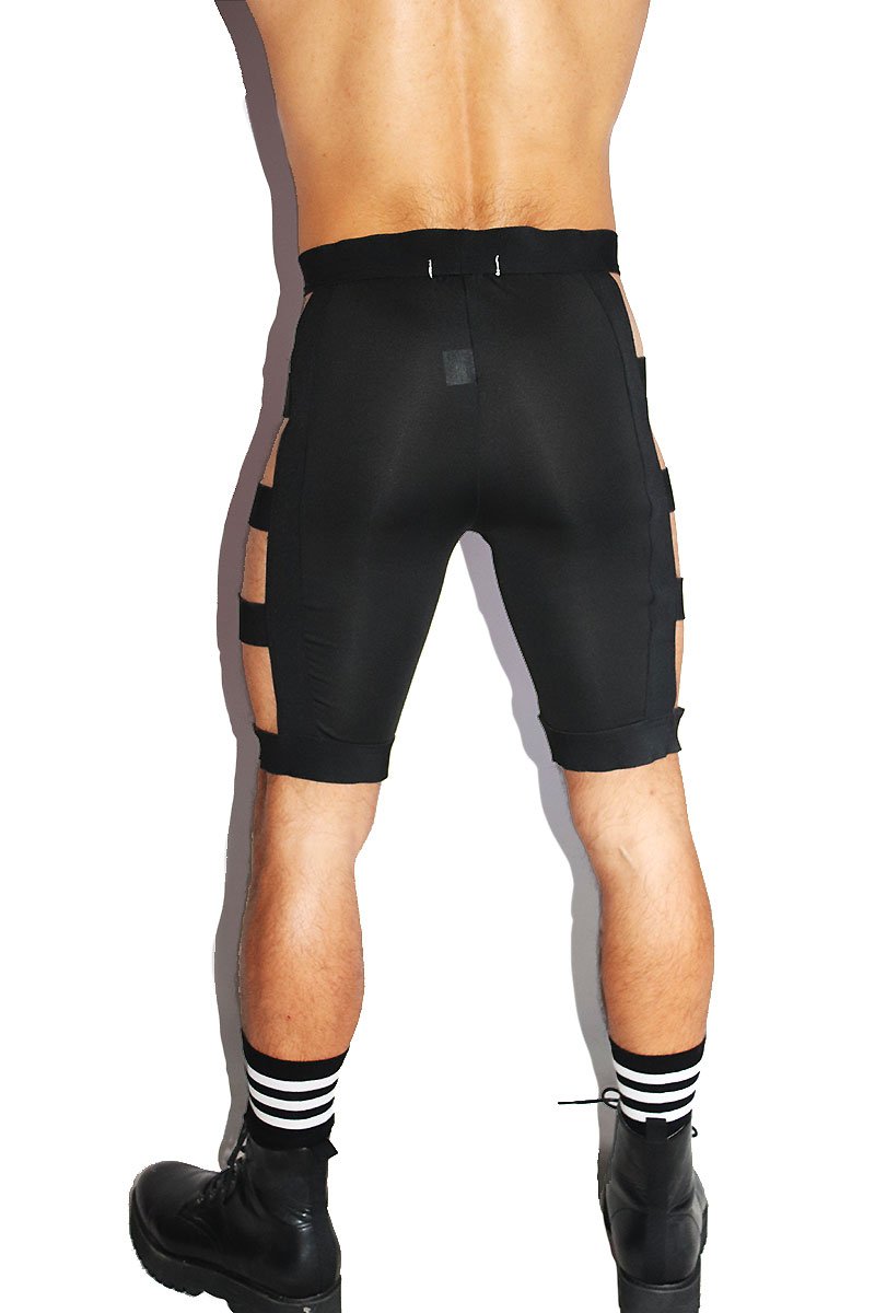 Locked Up Cutout Biker Shorts- Black