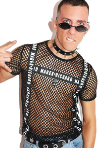 Logo Harness Mesh Tee- Black