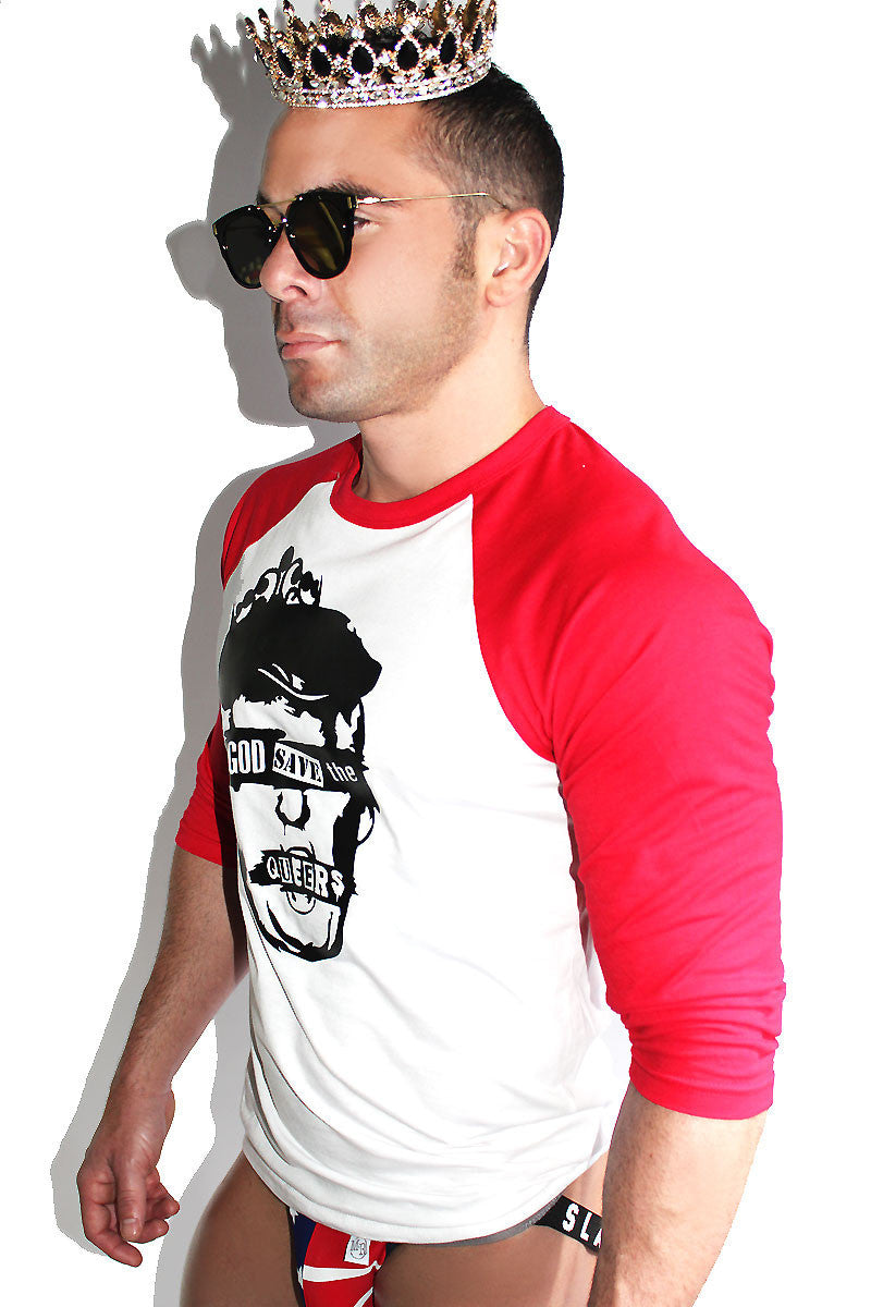 God Save The Queer Raglan Tee- Red