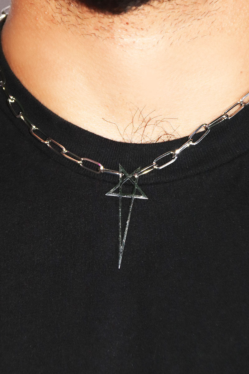 Heavy Metal Pendant Necklace - Silver