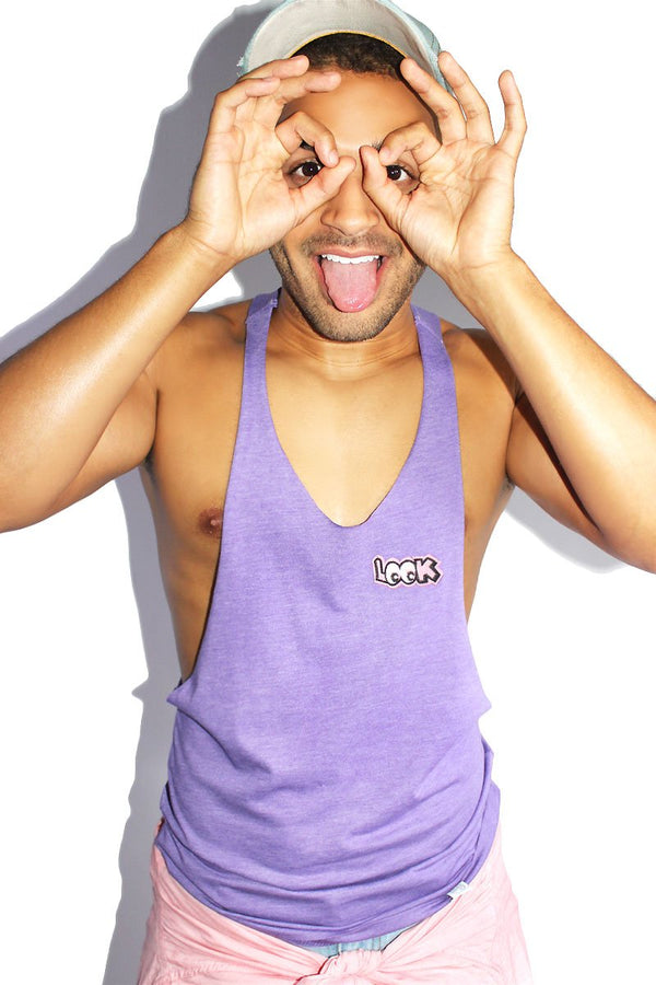 Look Patch String Tank in Purple Heather