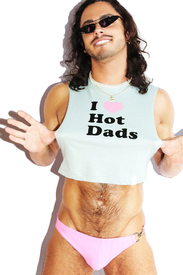 Hot Dads Crop Low Armhole Tank- Sage