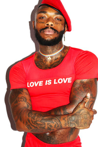 Love Is Love Mesh Fitted Crop Tee- Red