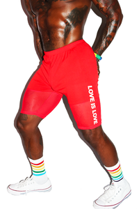 Love Is Love Mesh Biker Shorts- Red