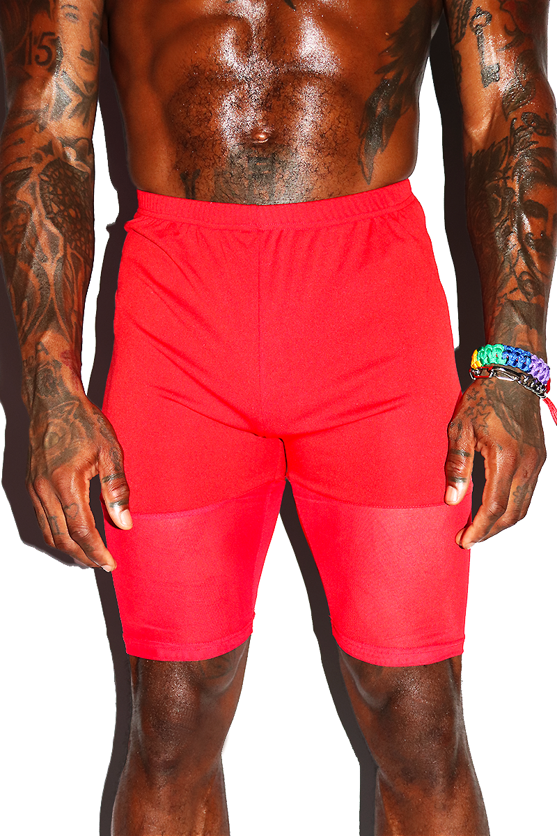 Love Is Love Mesh Biker Shorts- Red