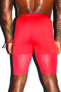 Love Is Love Mesh Biker Shorts- Red