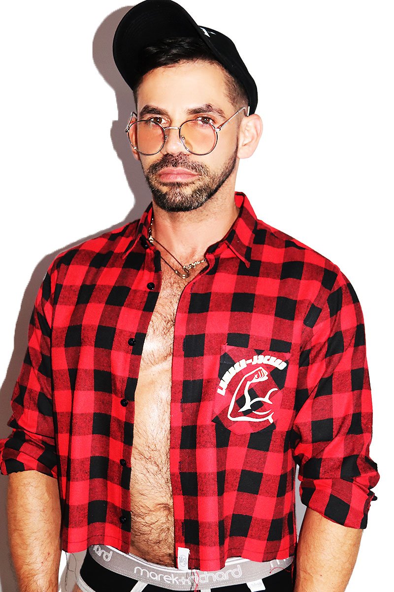 Lumber Jacked Plaid Long Sleeve Crop Shirt - Red