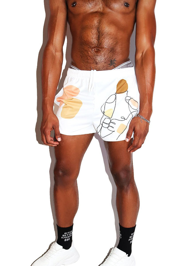 Nude Contour Active Shorts in White, view 2