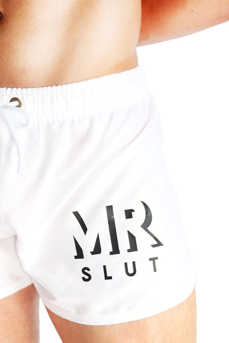 Logo Slut Board Shorts-White