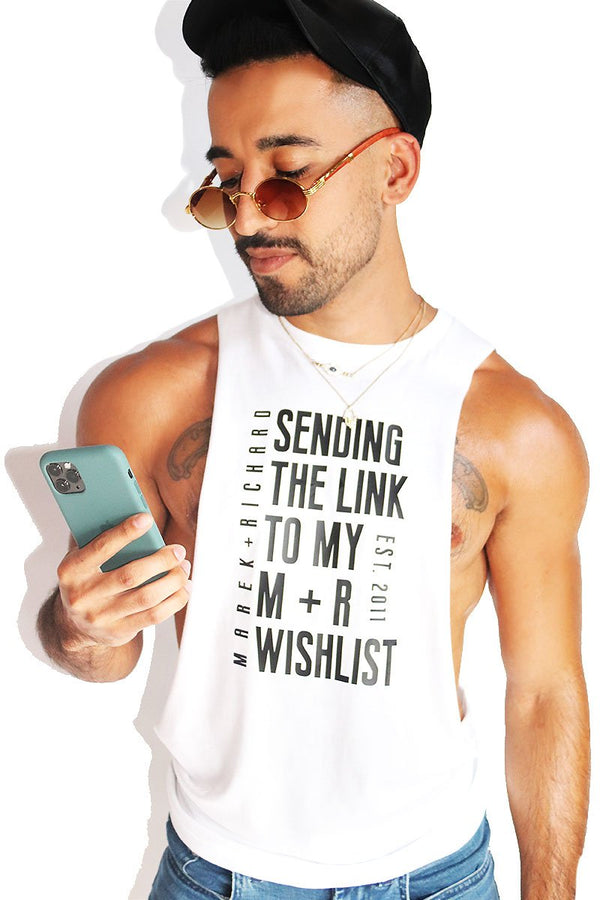 Logo Wishlist Low Arm Tank in White
