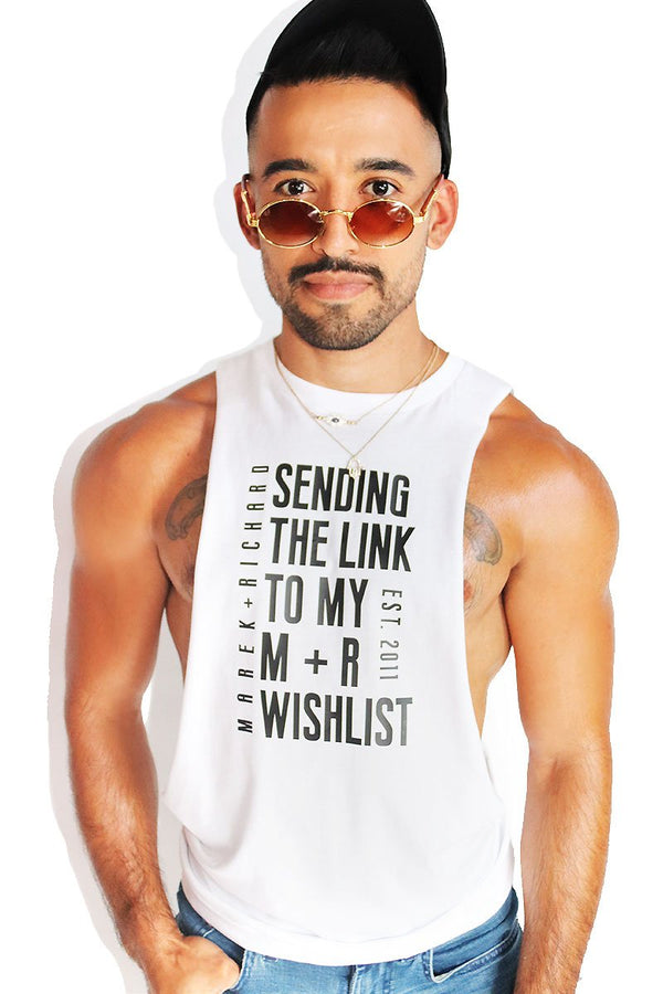 Logo Wishlist Low Arm Tank in White, view 2