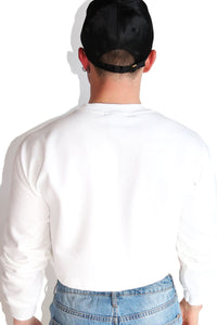 Logo Monogram Long Sleeve Crop Sweatshirt-White