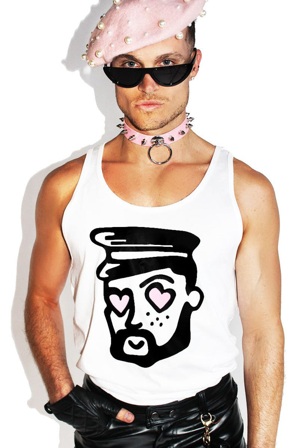 Man In Love Racerback Tank in White