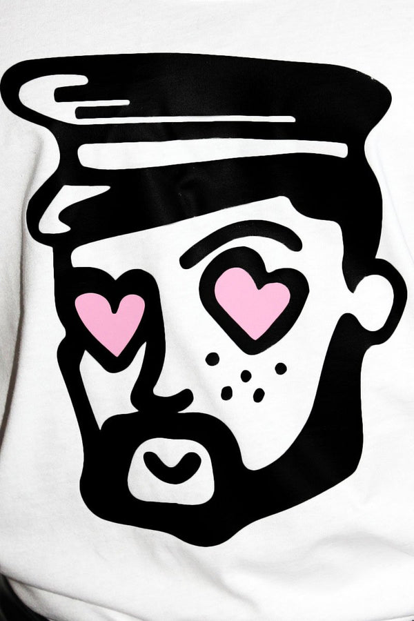 Man In Love Racerback Tank in White, view 2