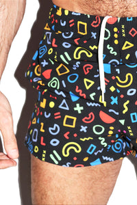 Rainbow Gamer All Over Print Active Shorts- Black