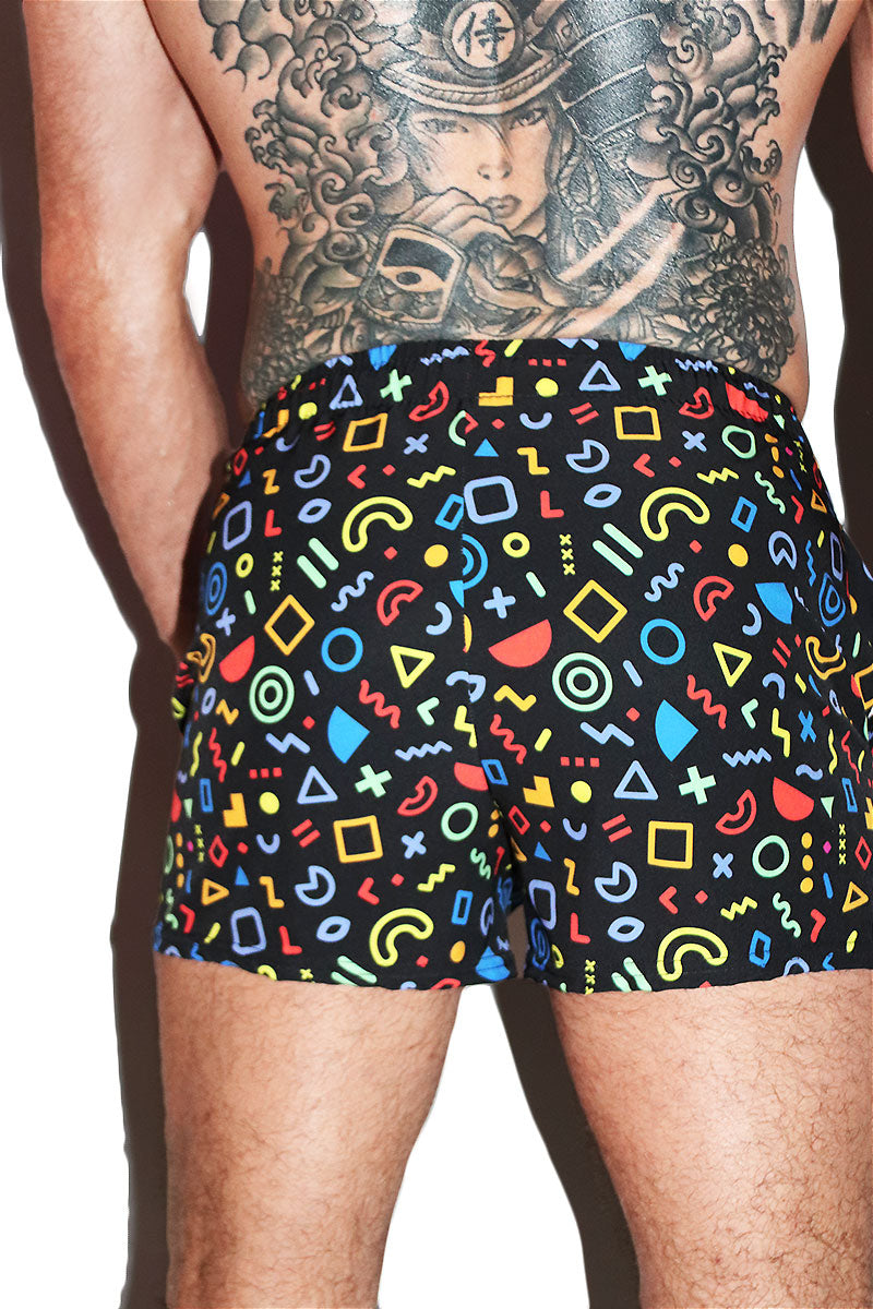 Rainbow Gamer All Over Print Active Shorts- Black