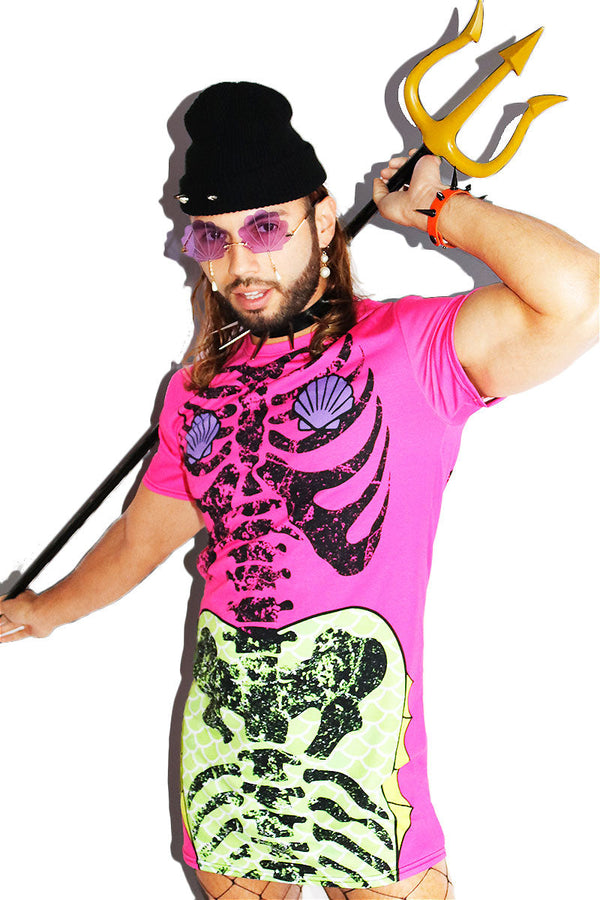 Deadly Mermaid All Over Tunic Tee Dress in Pink