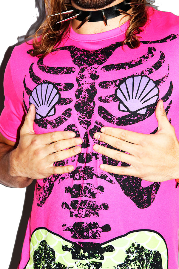 Deadly Mermaid All Over Tunic Tee Dress in Pink, view 2