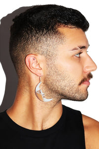 Half Moon Acrylic Single Earring- Silver