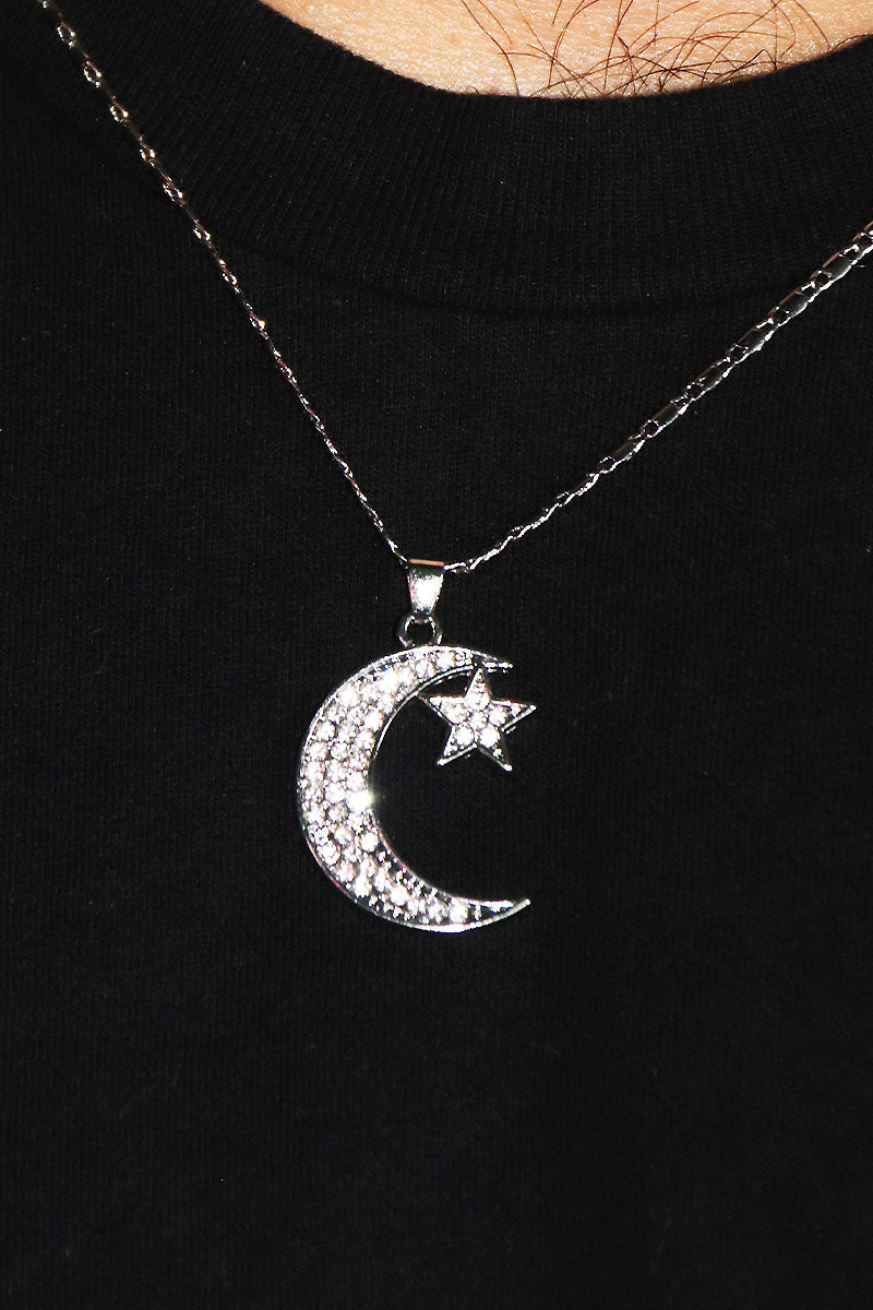 Cosmic Powers Moon Necklace - Silver
