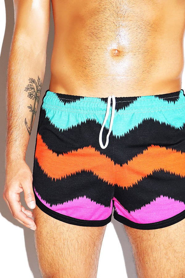 Neapolitan Chevron Running Shorts in Multi, view 2