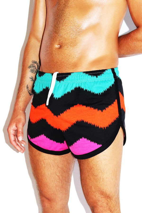 Neapolitan Chevron Running Shorts in Multi
