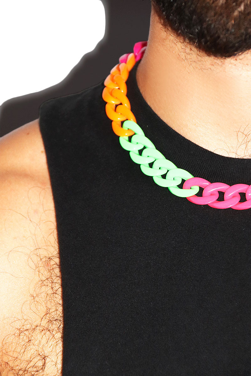 Rainbow Acrylic Colorblock Necklace - Multi