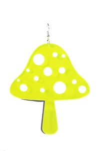 Trippin Mushroom Acrylic Single Earring- Yellow