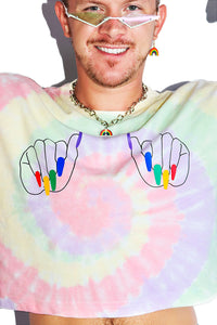 Rainbow Nails Tie Dye Crop Tee- Multi