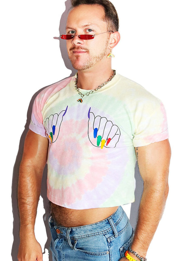 Rainbow Nails Tie Dye Crop Tee- Multi