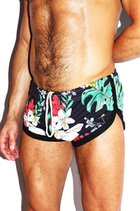 East Beach Floral Shorty Shorts- Navy