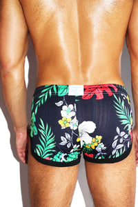 East Beach Floral Shorty Shorts- Navy