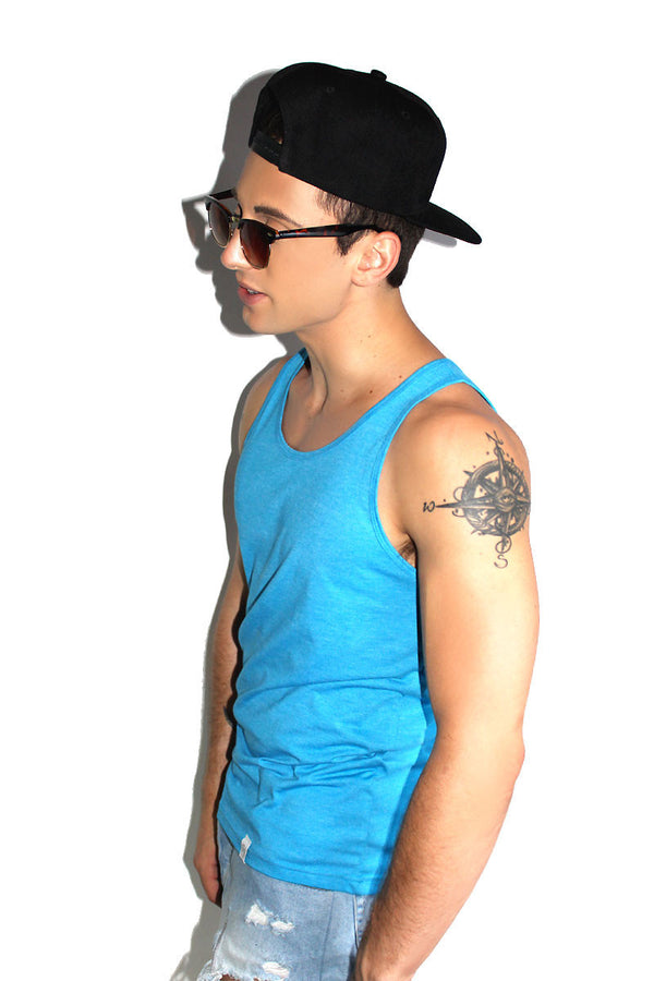 Core Racerback Tank in Blue, view 2
