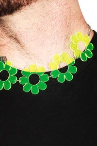 Daisy Flowers Acrylic Necklace - Neon Green