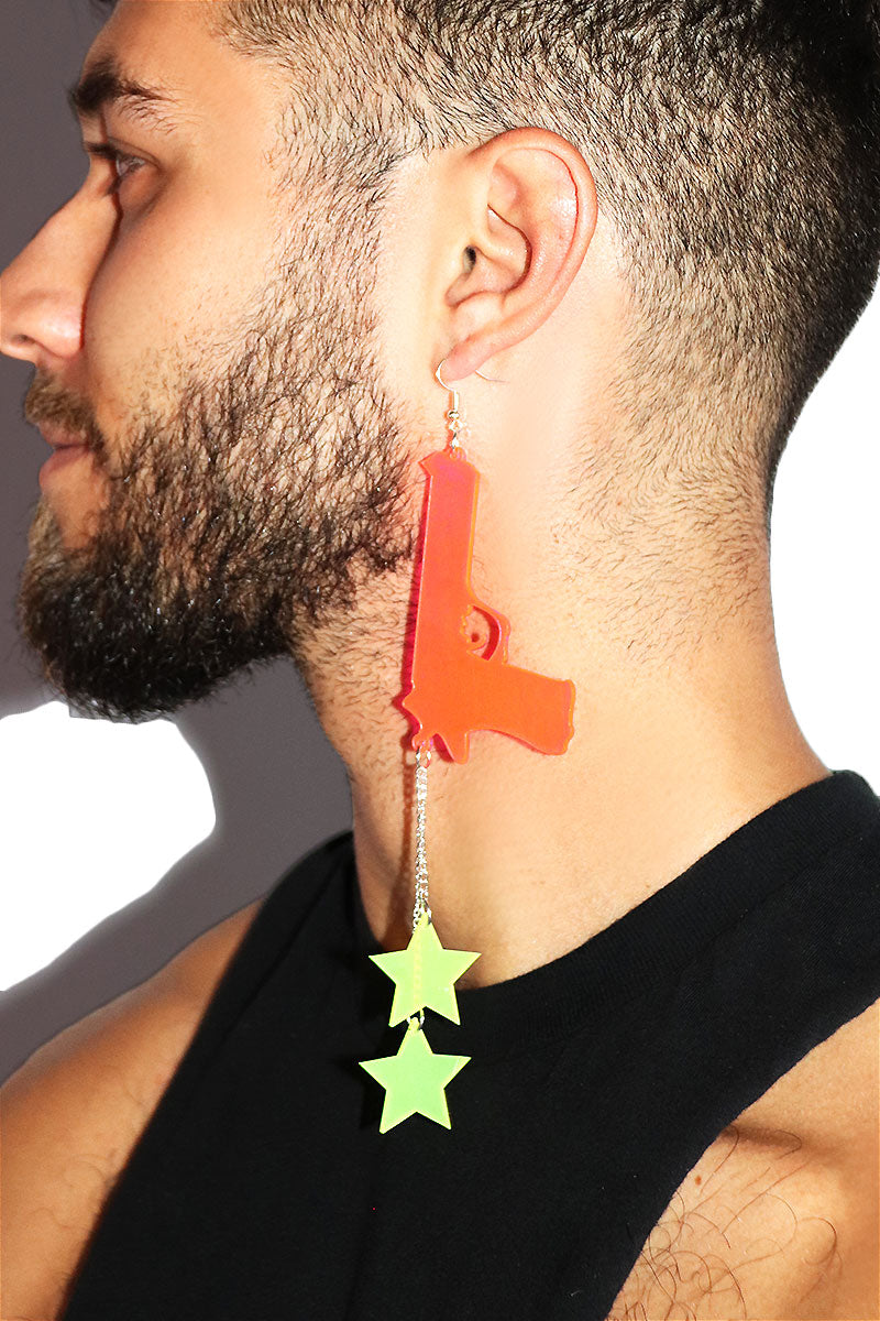 Space Cowboy Acrylic Single Earring- Coral
