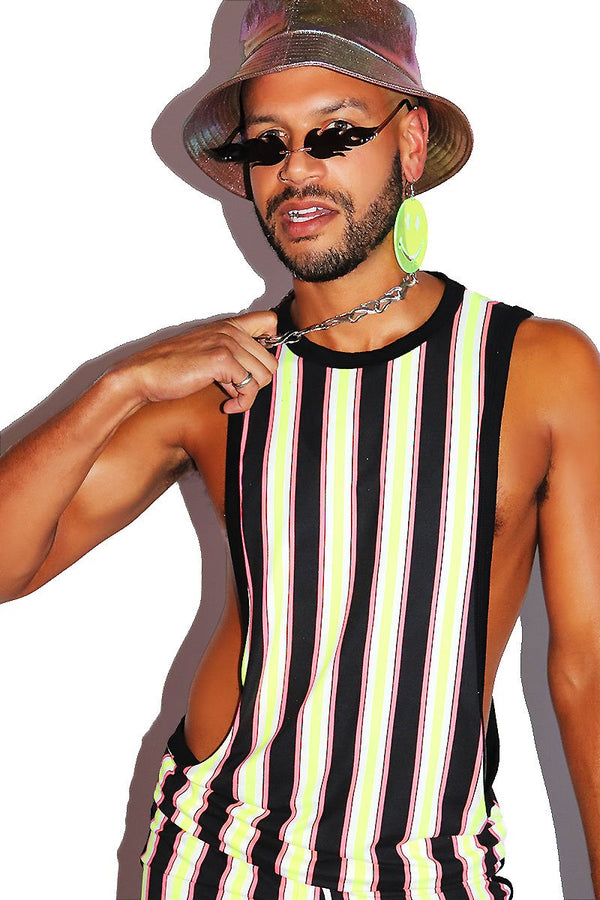 Kinetic Stripes Low Arm Tank in Black
