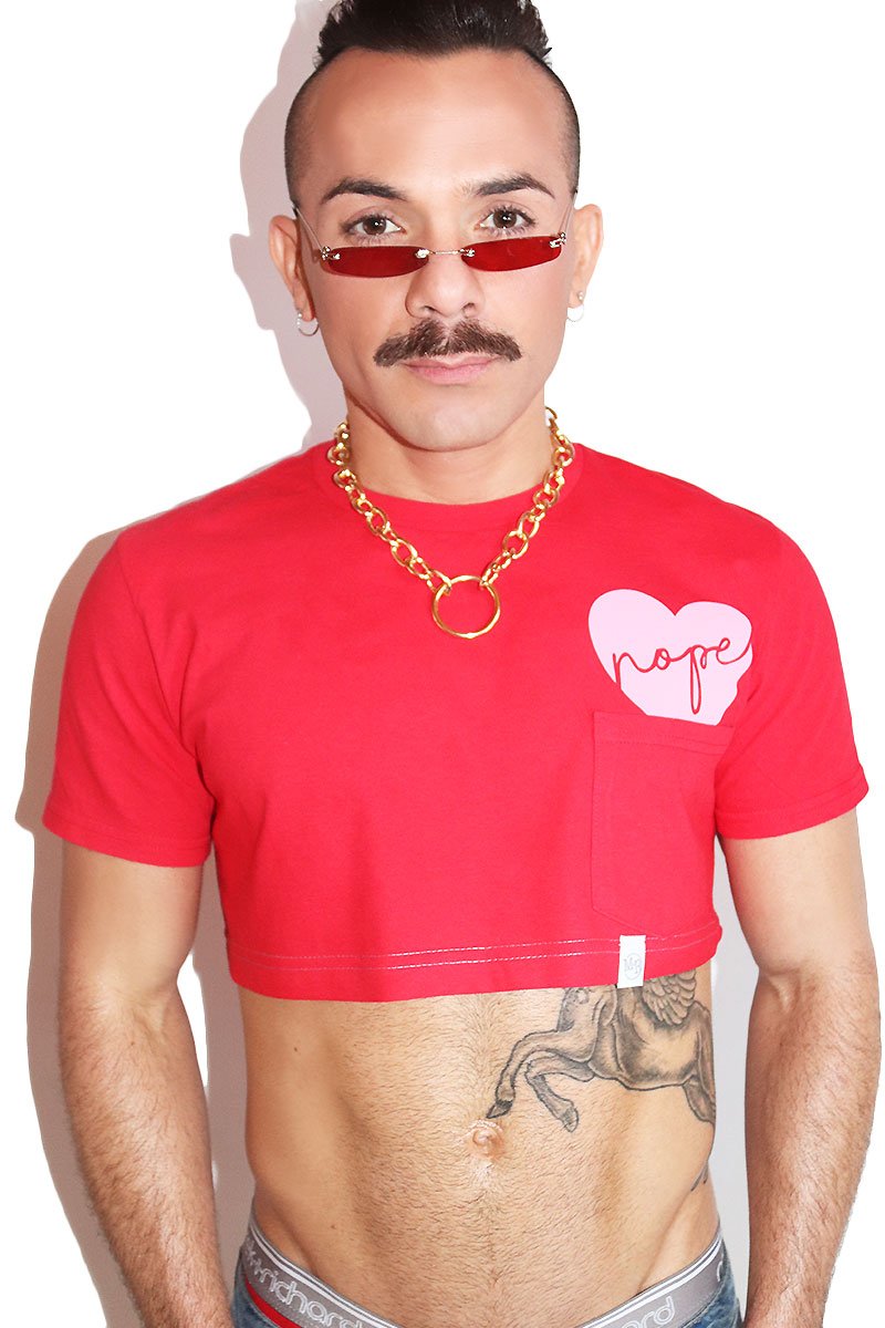 Nope Extreme Crop Pocket Tee- Red