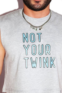 Not Your Twink Crop Tank-Grey