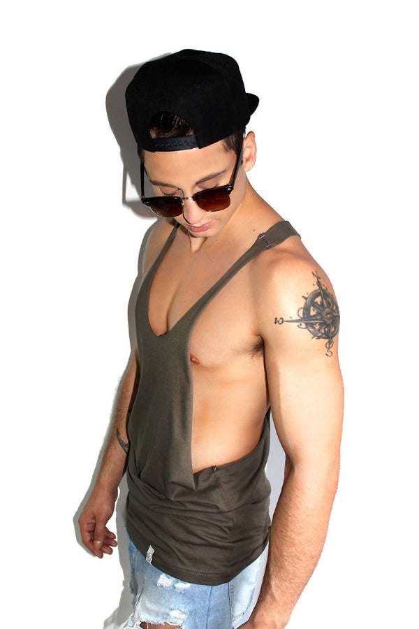 Core String Tank in Army Green, view 2