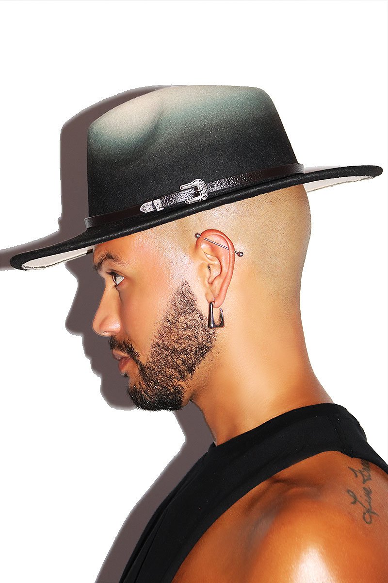 Desert Night Ombre Wide Brim Hat - Black
