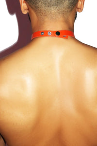 Neon Cross Choker Necklace-Orange